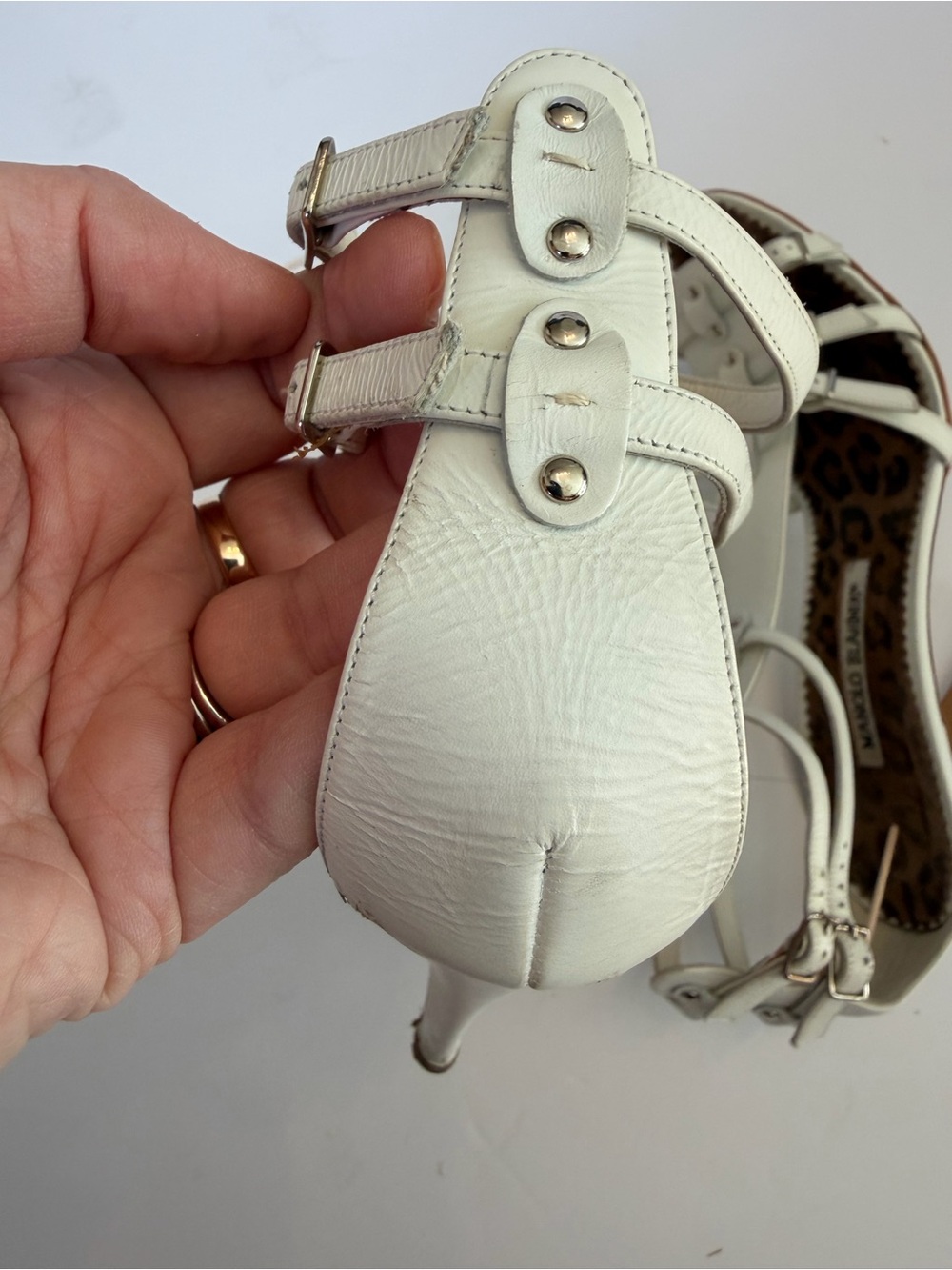✨Authentic✨Manolo Blahnik White Multi-Strap Gladiator Sandals - Picture 6 of 13